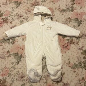 White Baby Jumpsuit with Bear Design